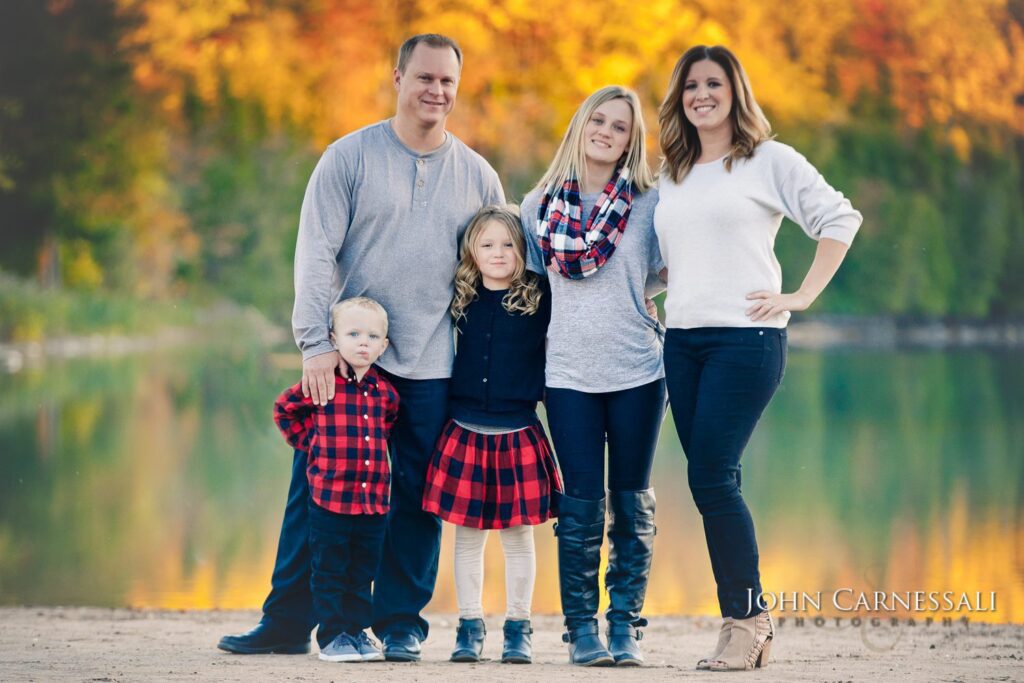 Coordinated neutral outfits for family photos in Syracuse NY