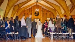 Wedding PHotography Ceremony at the chapel structure at Wolf Oak Acres Oneida NY
