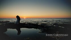 Bride and groom formal portrait with water behind them at Bayshore Grove in Oswego NY