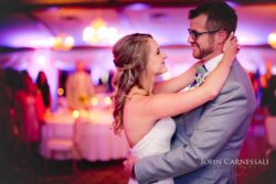 First dance at the wedding reception inside Belhurst Castle in Geneva NY, Finger Lakes wedding venue