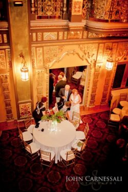 Wide view of the Landmark Theatre interior in Syracuse NY as an elegant wedding venue.