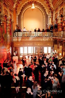 Wide-angle interior wedding venue photo inside the Landmark Theatre in Syracuse NY.