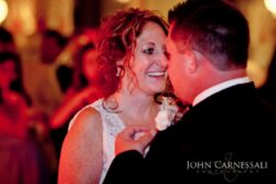 Couple dancing at a wedding reception.