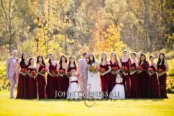 Wedding Formals of bridal party standing in front of the vineyards of Owera Vineyards
