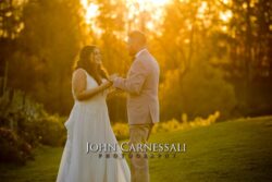 Sunset photo in upstate ny of bride and groom on their wedding day