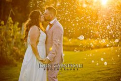 Sunset photo in upstate ny of bride and groom on their wedding day