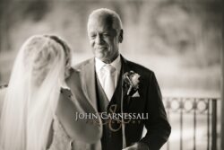 Black and white portrait of the father of the bride