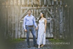 engagement photography at sunset—with soft fall color—natural expressions, flattering light, and clean modern composition.