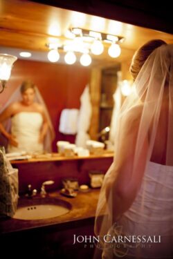 Bride getting ready indoors before the ceremony