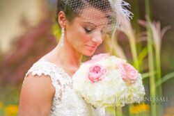 Bride holding her bouquet in a close-up portrait